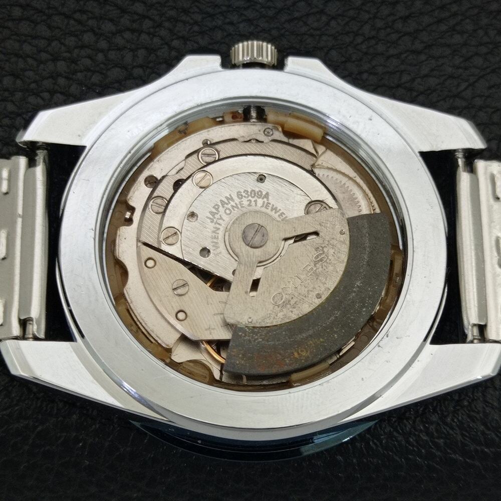 Vintage 1984 Seiko Diver Automatic Mens Silver Watch W/daydate & Blue accents - Picture 10 of 10